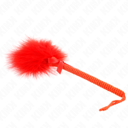 Kink - Baguette En Corde De Nylon Avec Plumes Chatouillantes Et Noeud Rouge 25 Cm